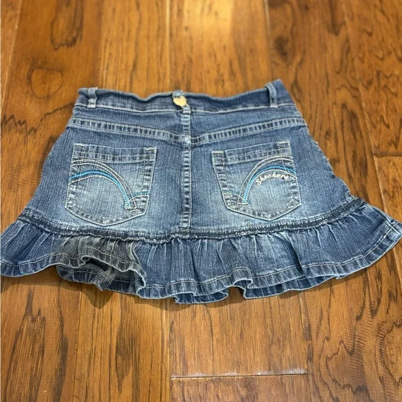 Skechers Girls Size 10 Denim Skort Ruffle Hem Y2K - Picture 3 of 8